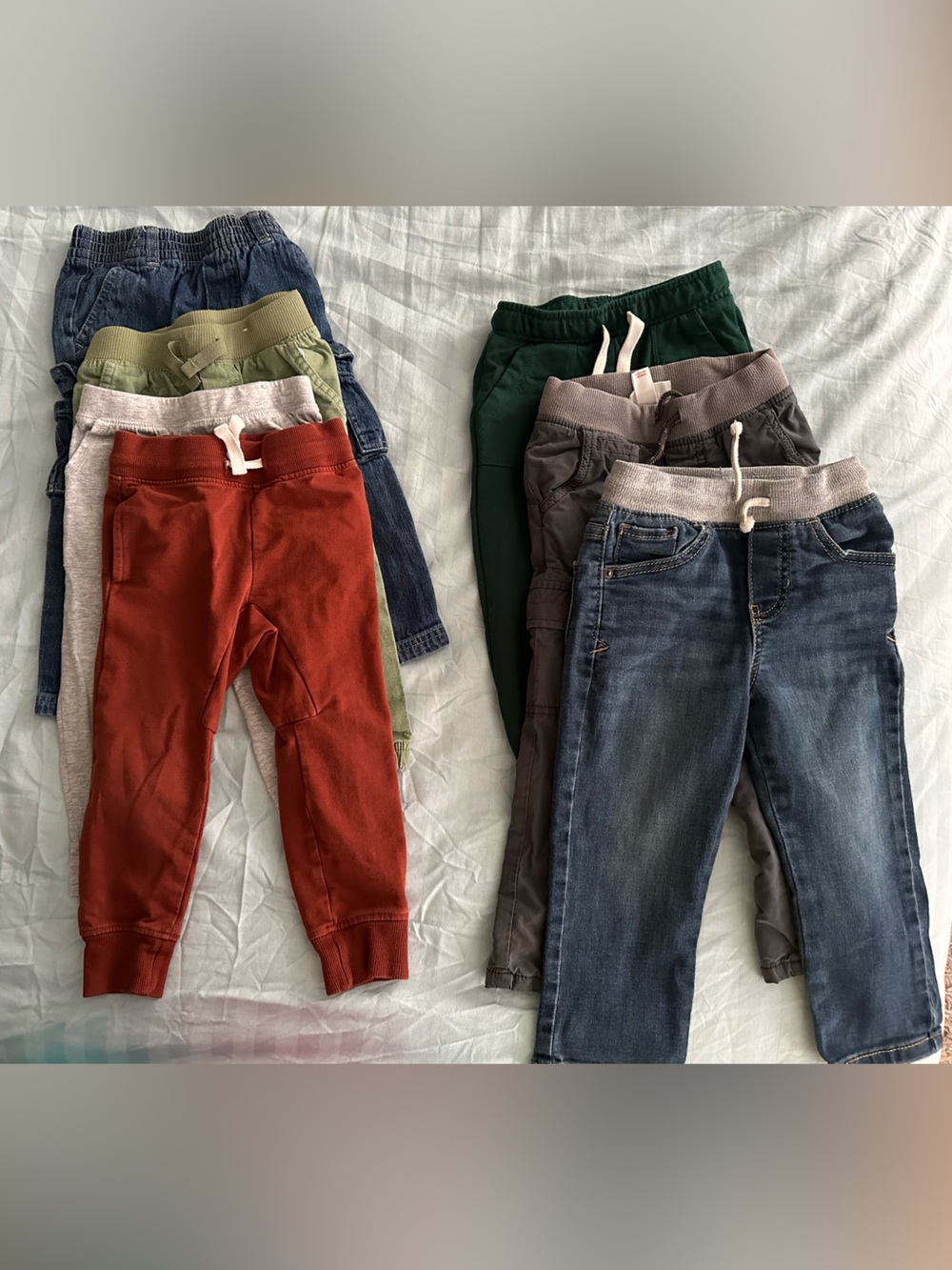 Kids Jogger Pants Bundle - Red, Green, Denim, Gray